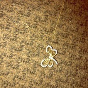 Butterfly necklace with real diamonds